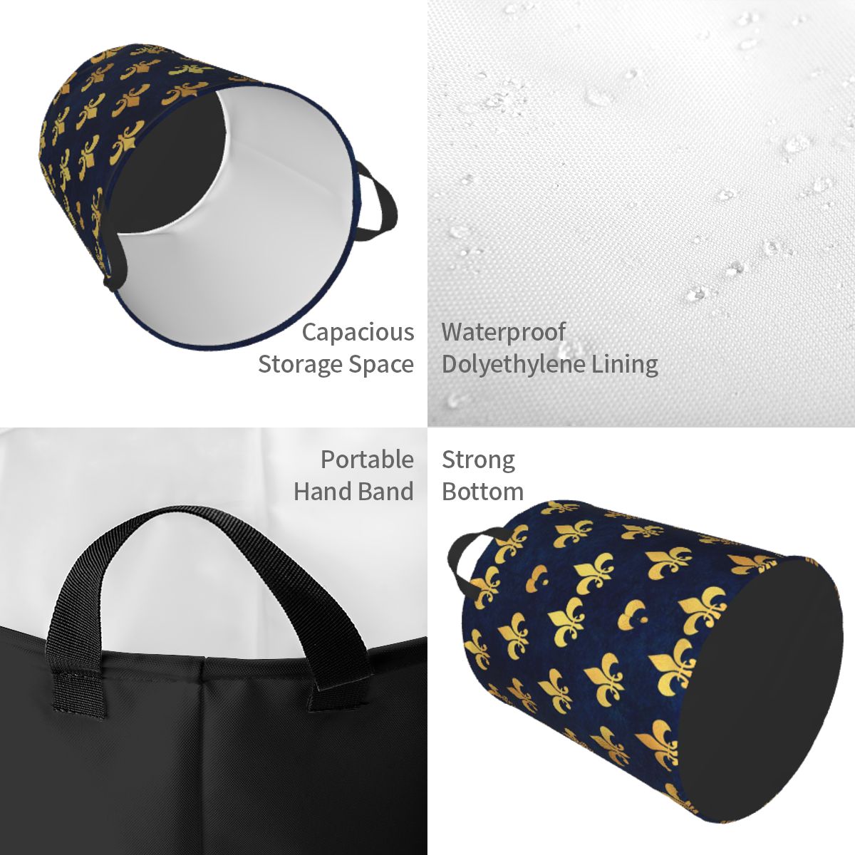 Royal Gold Blue Grunge Fleur D - Baby Nursery Laundry Basket recension och pris