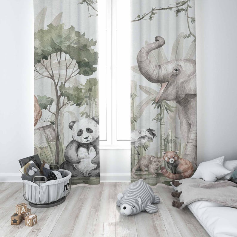Safari Animals Curtains Kids B - Baby Nursery Blackout Curtains recension och pris
