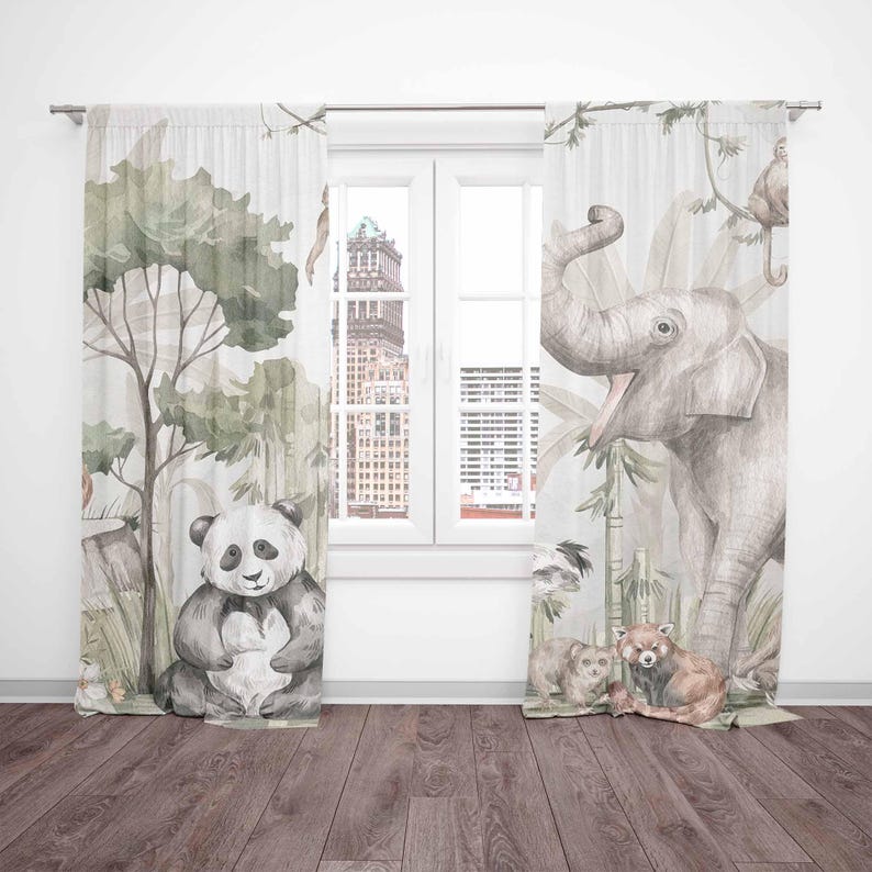 Safari Animals Curtains Kids B - Baby Nursery Blackout Curtains recension och pris