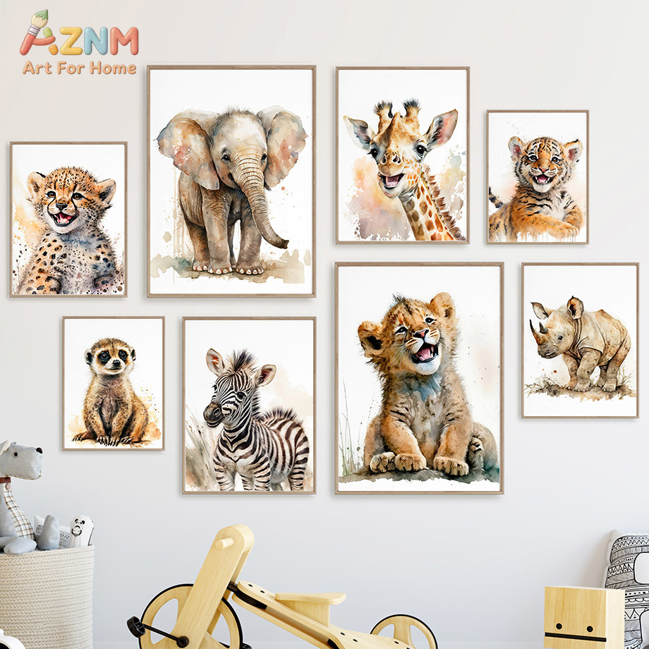 AZNm Watercolor Safari Baby An - Baby Zebra Nursery recension och pris