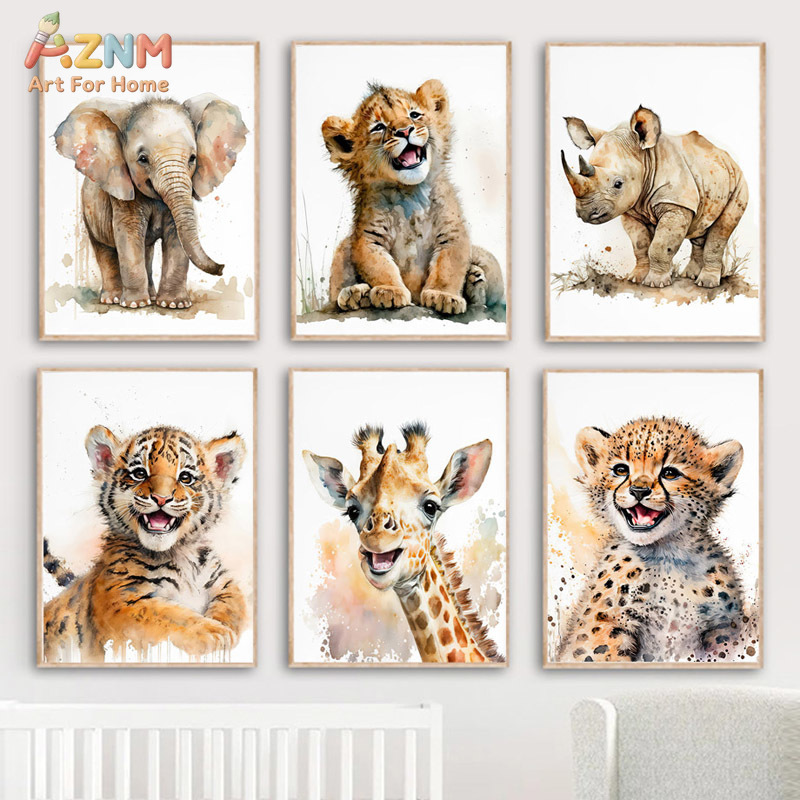 AZNm Watercolor Safari Baby An - Baby Zebra Nursery recension och pris