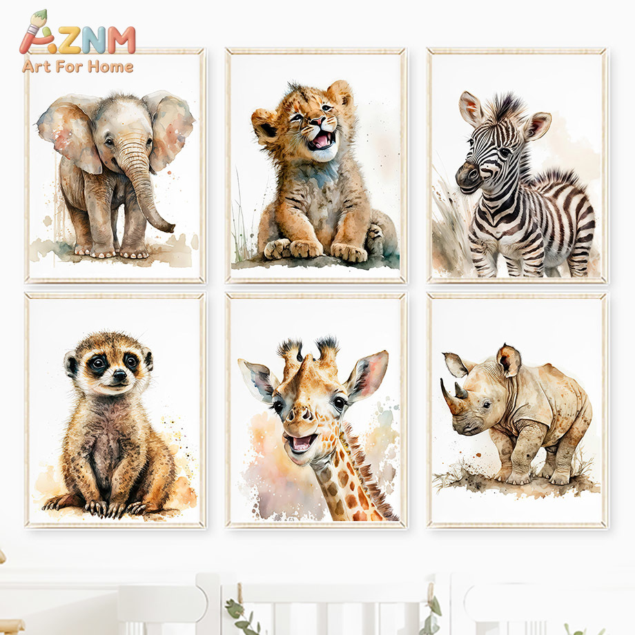 AZNm Watercolor Safari Baby An - Baby Zebra Nursery recension och pris